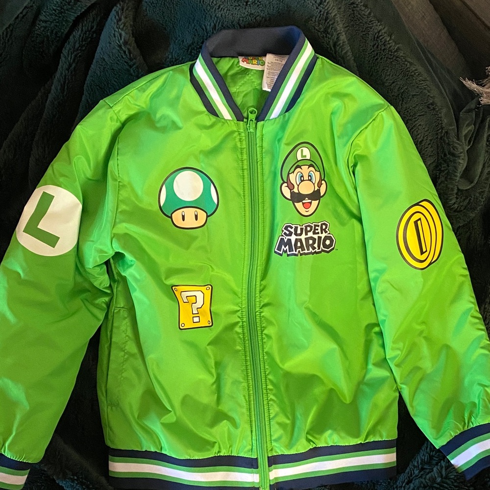 Nintendo Green Super Mario Kids Puffer Jacket NEW